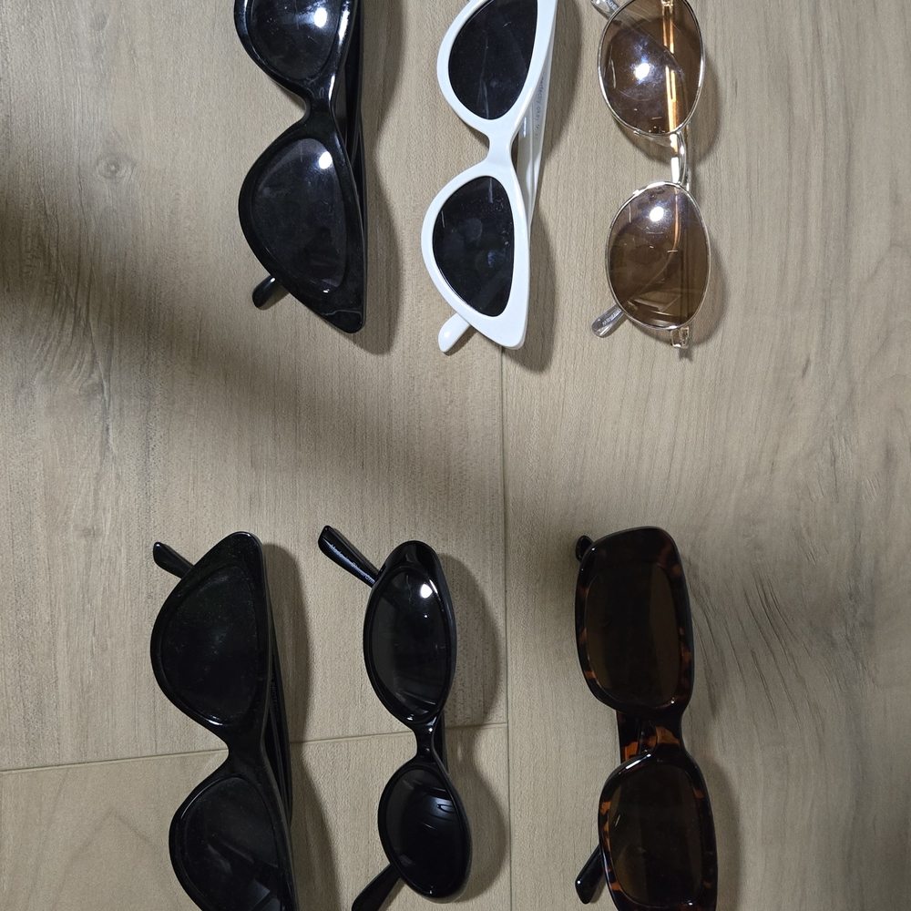Stylish Sunglasses Set - Black, White, Brown